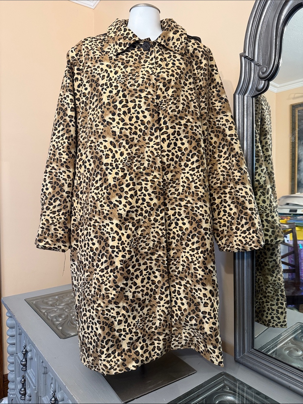 Roaman's Leopard Print Coat in Tan and Black